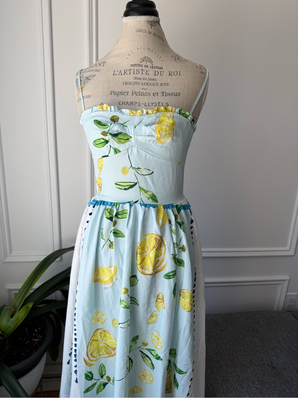 Lemon Vintage Print Strapless Sundress - Picture 3 of 9